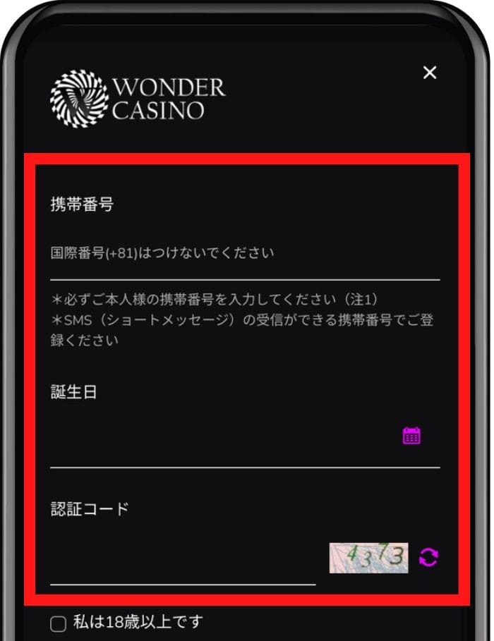 wondercasino account registration (3)